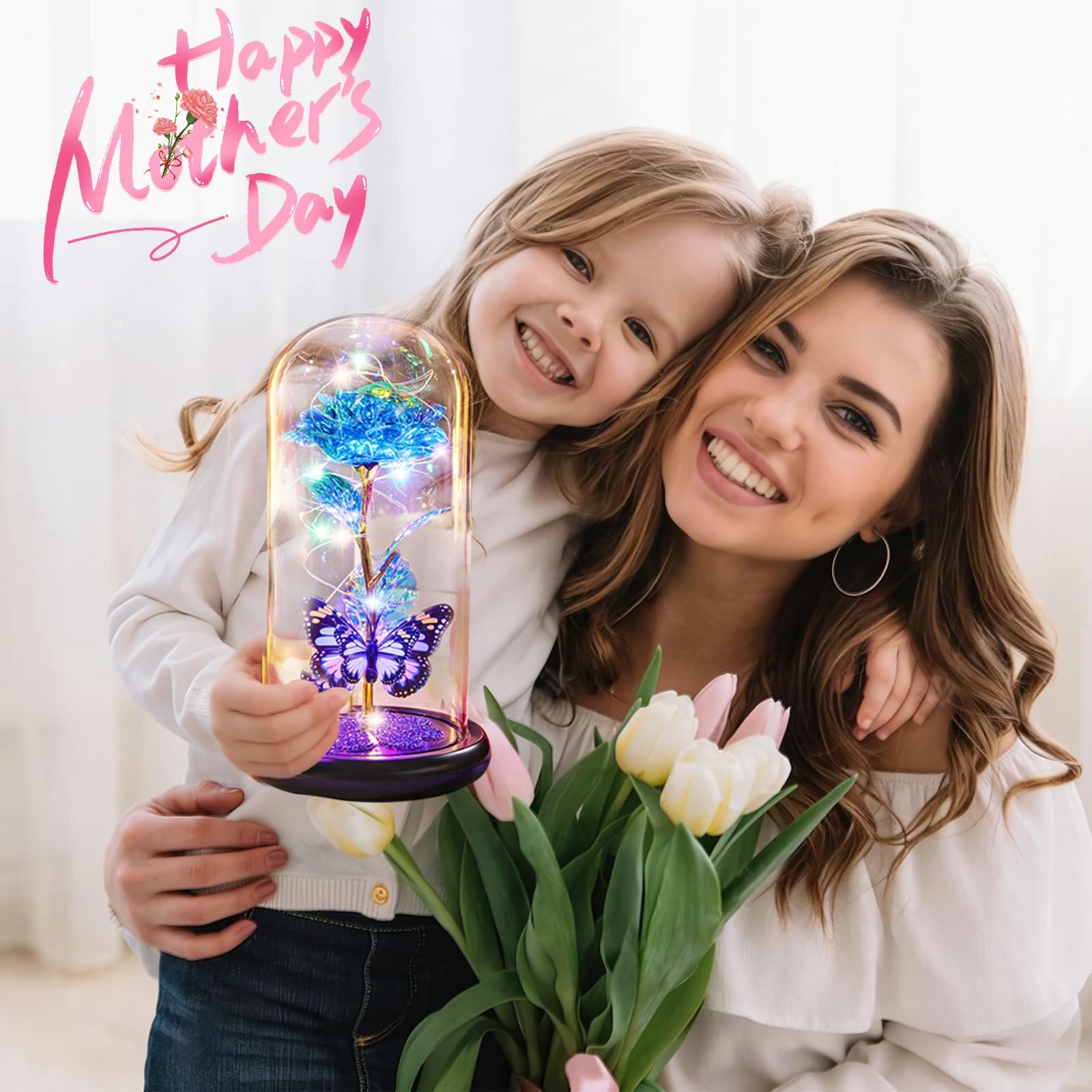 Mothers Day Rose Gifts for Mom Birthday Gift for Women, Rechargeable Galaxy G…