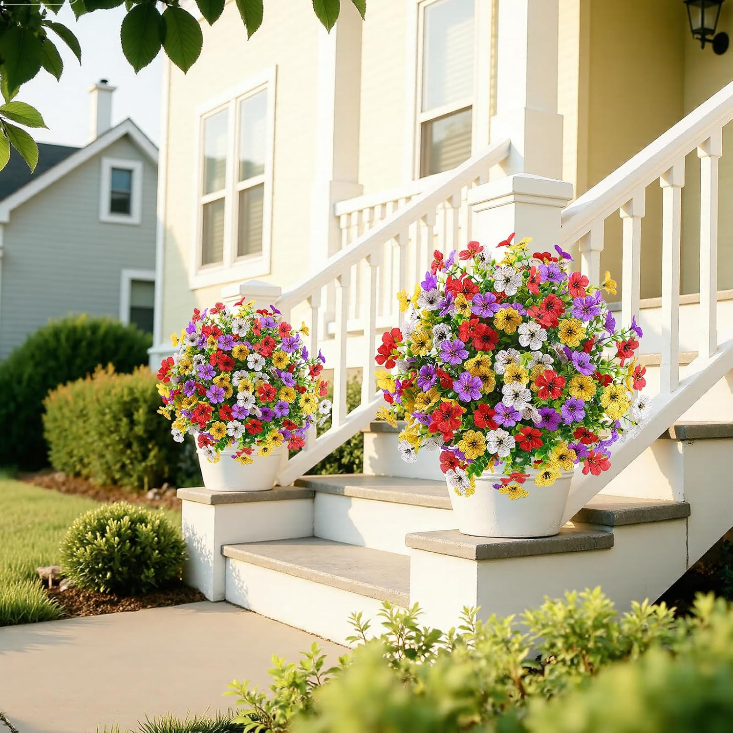 2Pcs 20″ Artificial Topiary Ball Flowers, Spring Outdoor Decoration
