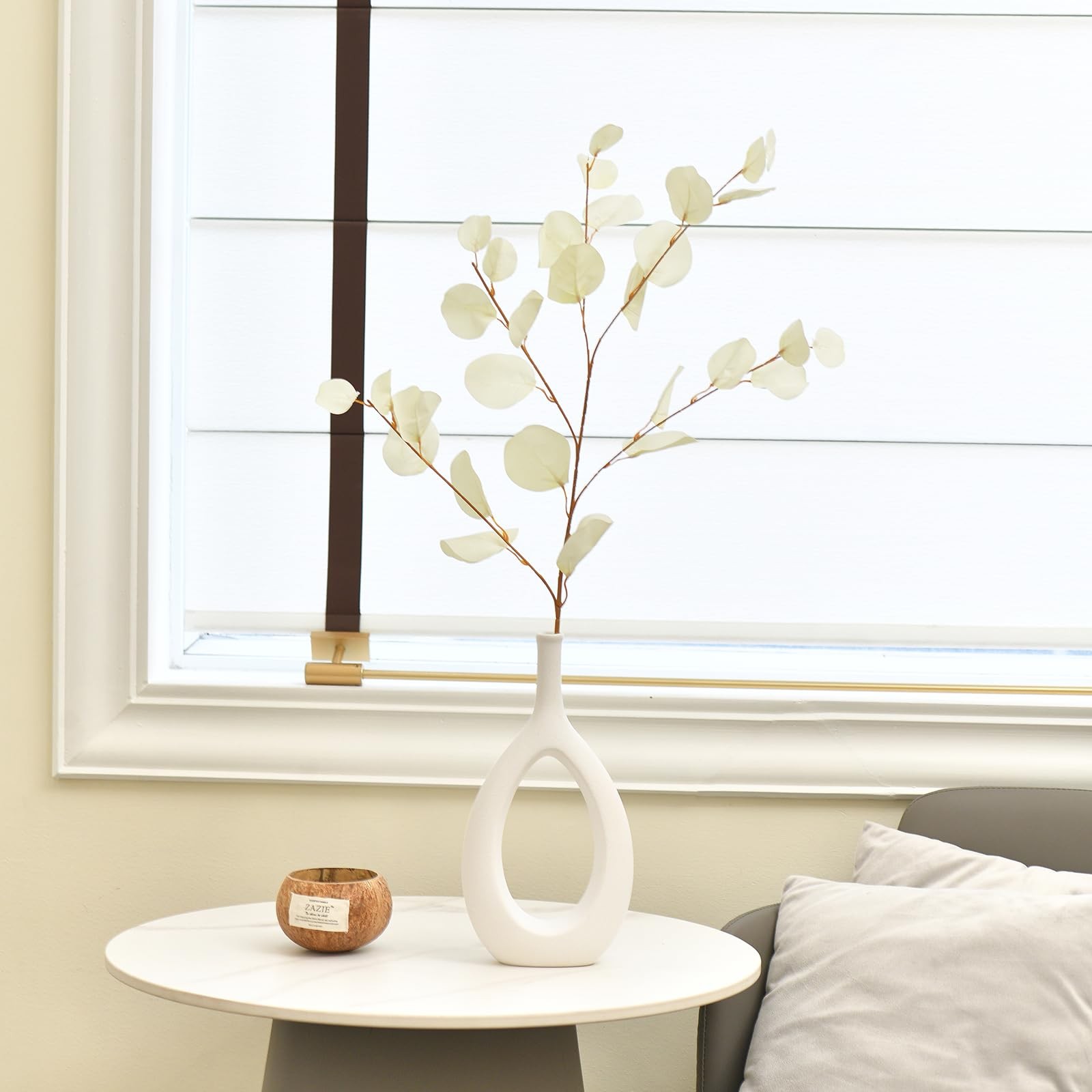 3 PCS Artificial Eucalyptus Stems Long 33″ Fake Eucalyptus Leaves Branches fo…