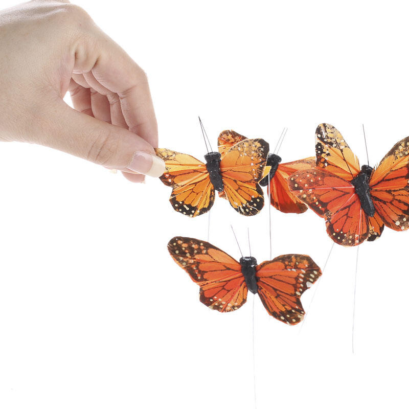 Group of 24 Realistic 3″ Artificial Monarch Butterflies with Attached Wire