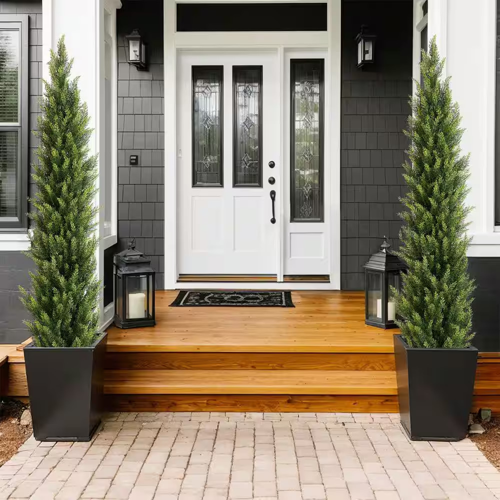 6 Ft. Artificial Topiary Cedar Trees Outdoor Indoor Faux Pine Shrubs Cypress Pla