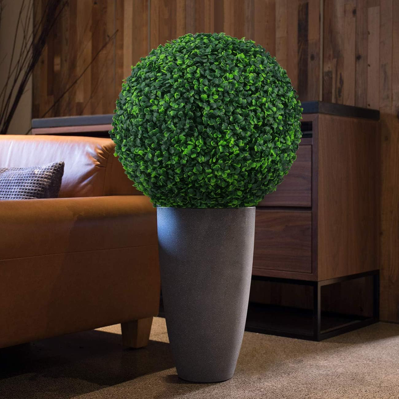 2 PCS 19.7 Inch 4 Layers Artificial Plant Topiary Ball Faux Boxwood Decorative B