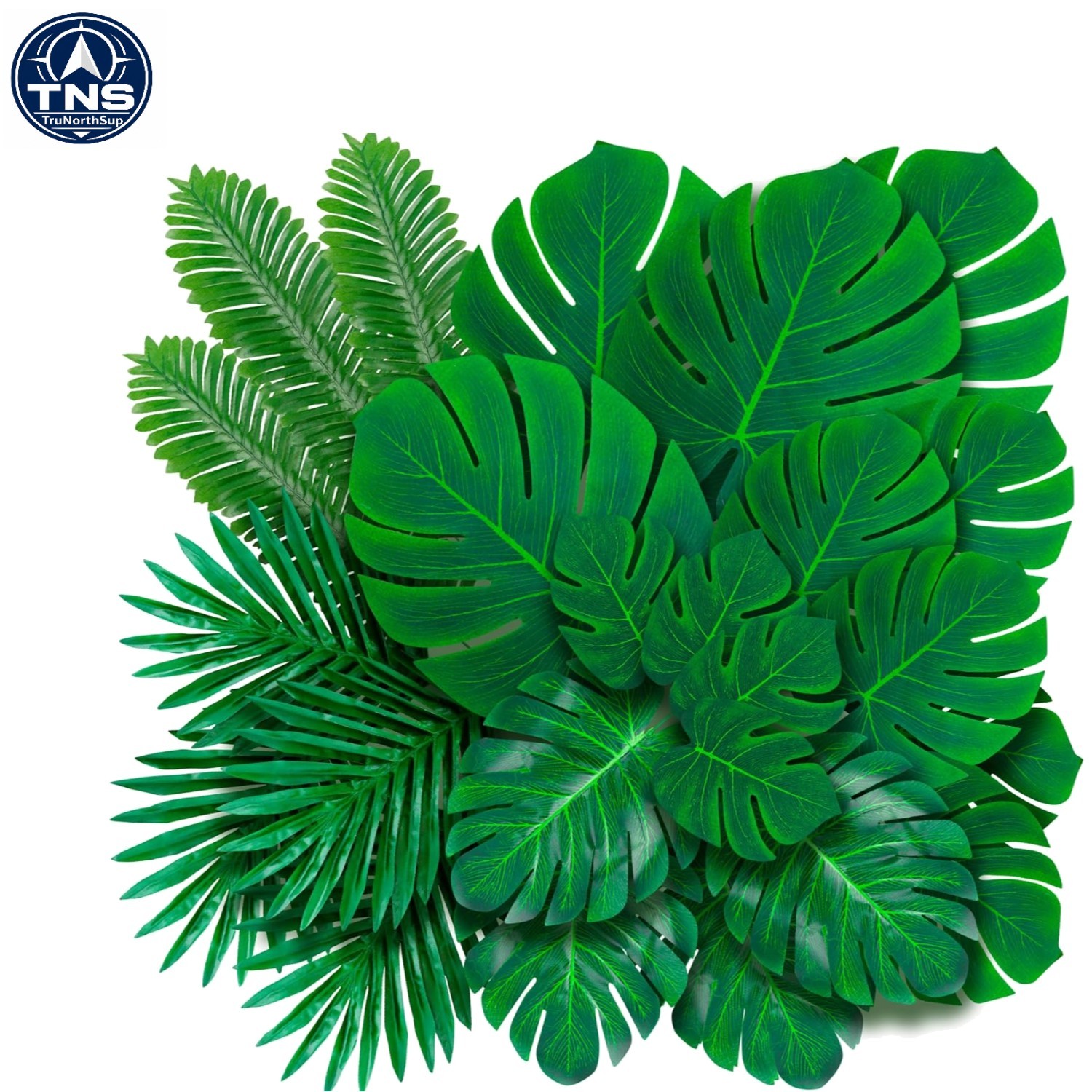 Artificial Palm Leaves Set of 60 Green Faux Jungle Leaves for Party Decor Wed…