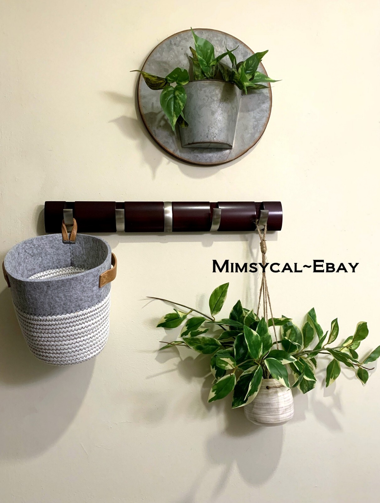 Hearth & Hand with Magnolia Hanging Ceramic Pot and 8″ Faux Hoya Leaf Plant NEW
