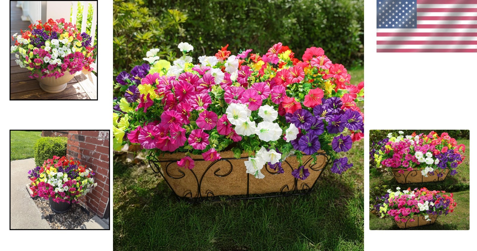 Indoor & Outdoor Morning Glory Artificial Flowers – 12 Bundles with Eucalyptus