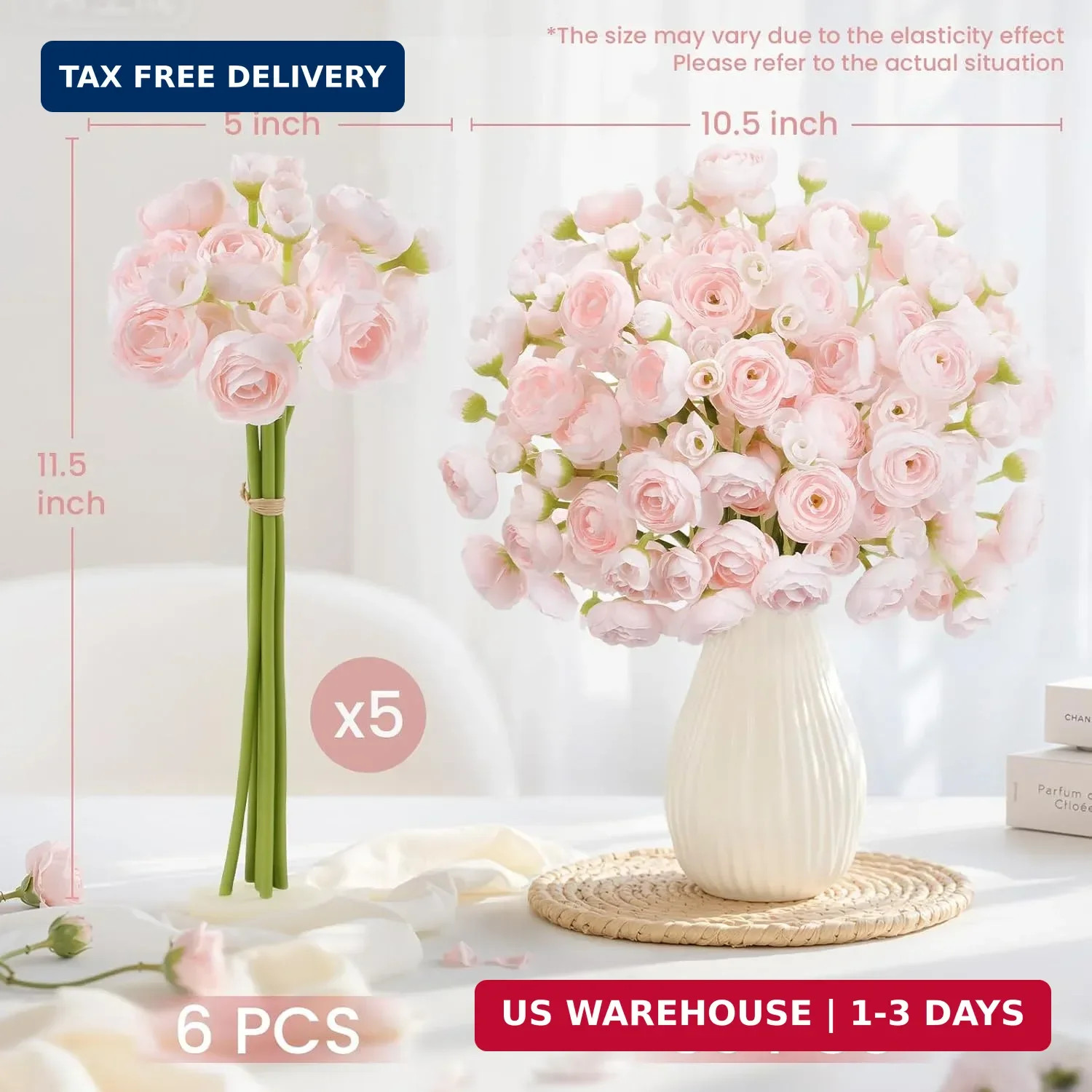 Alupssuc 30Pcs Ranunculus Artificial Flowers Faux Silk Mini Ranunculus, Spring F