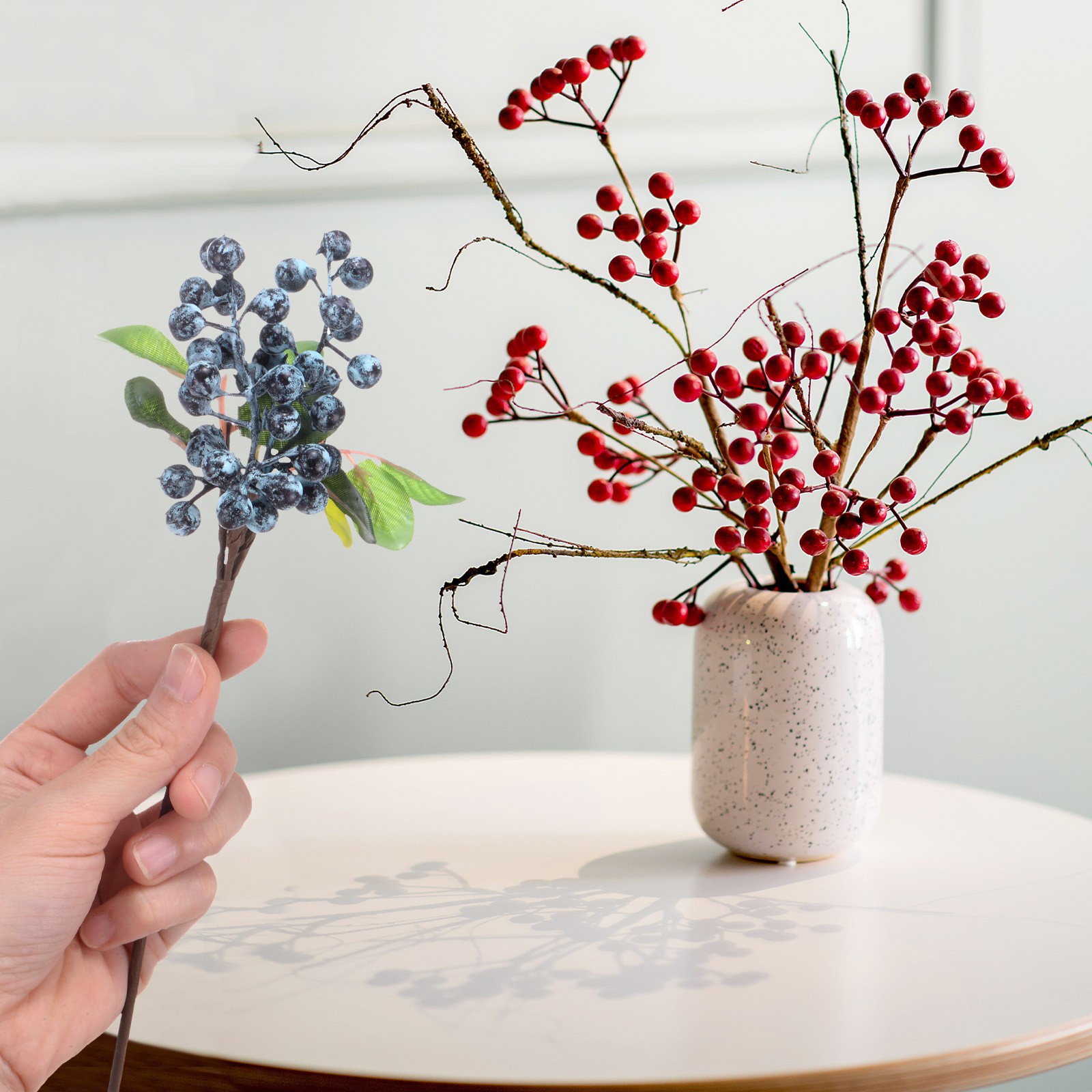 6-Pack Artificial Berry, 9.8 Inch for Home Decor/Wedding [Blueberry]