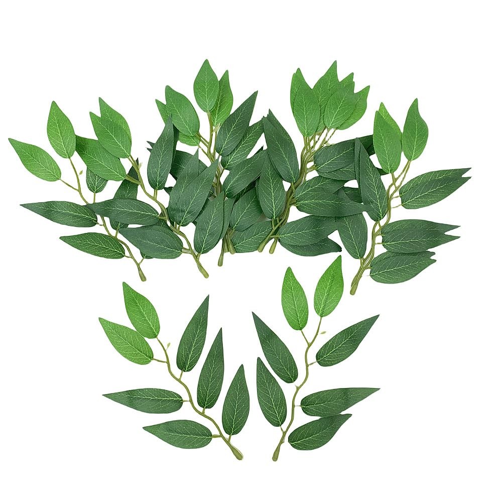 200 PCS Bulk Italian Ruscus Artificial Silk Green Leaves Floral Centerpieces