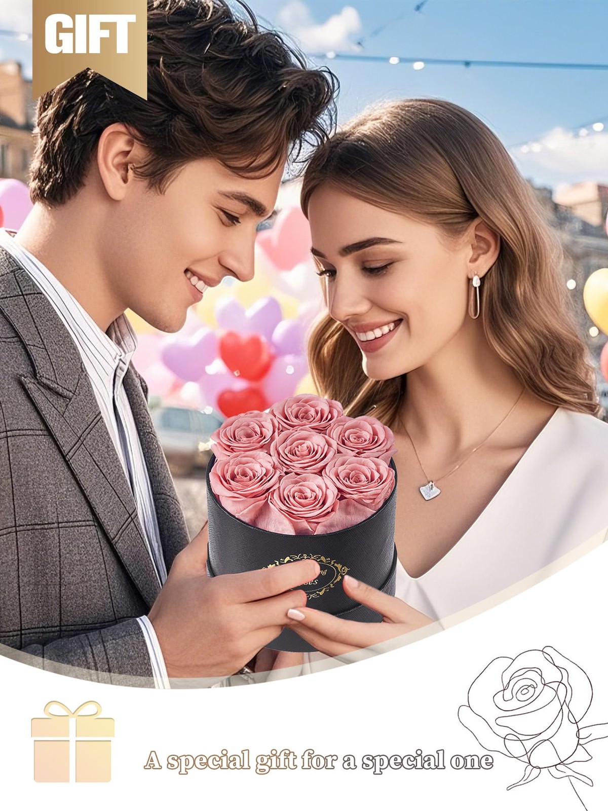 Preserved Forever Roses In Black Box Last A Year Dusty Pink Flower Gift Her