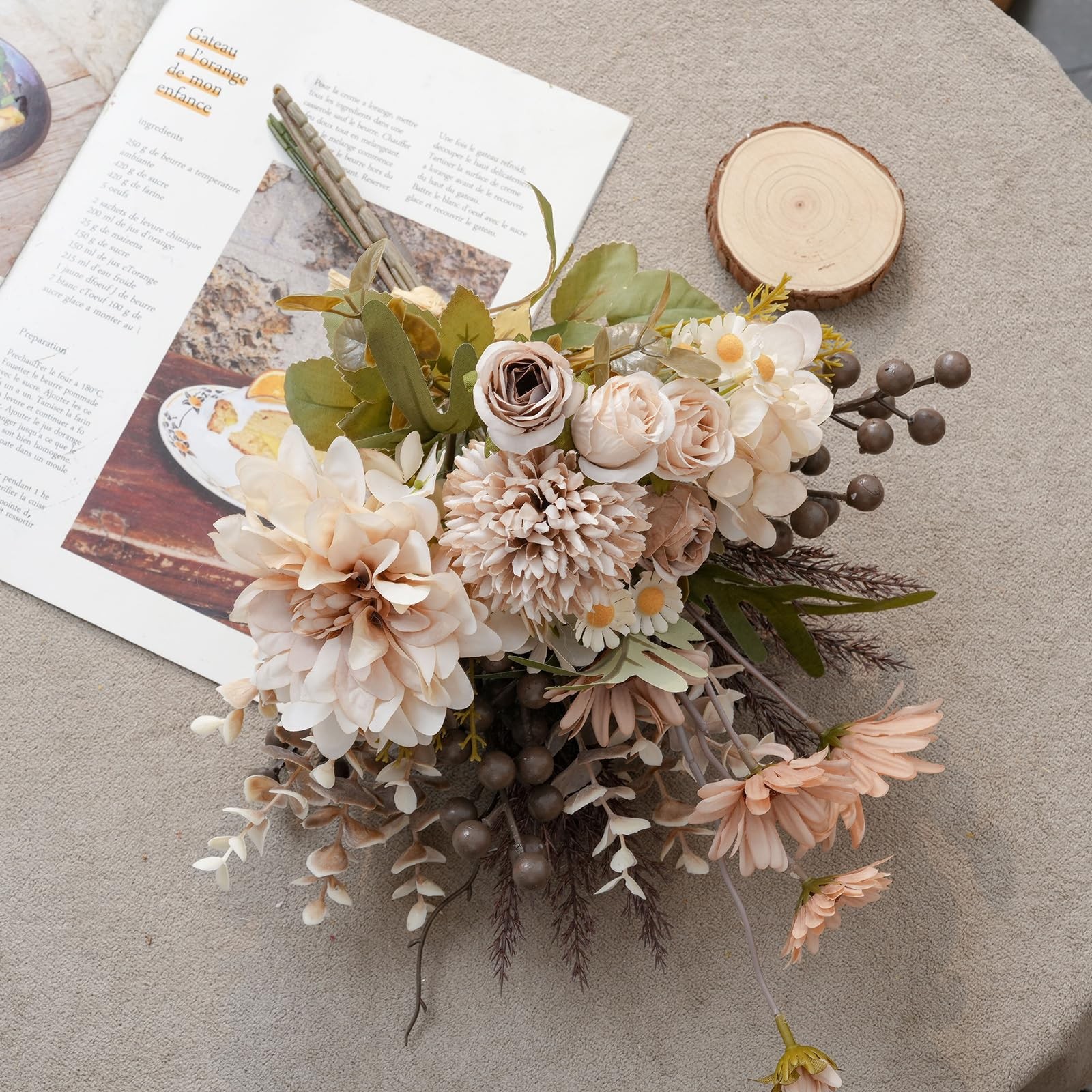16-inch Artificial Fake Flowers Silk Table Arrangements Faux Plastic Floral C…