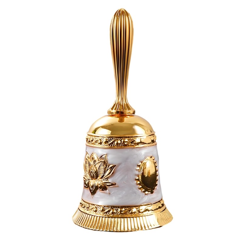 Flower Pattern Metal Hand Bell Handbell for Teaching, Props, and Table Display