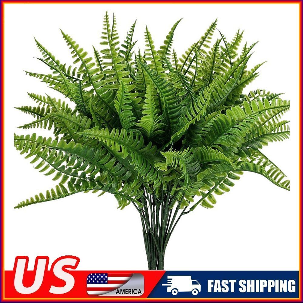 Large Plastic Lifelike Artificial Fern Foliage Bush Plants Indoor/Outdoor Decor
