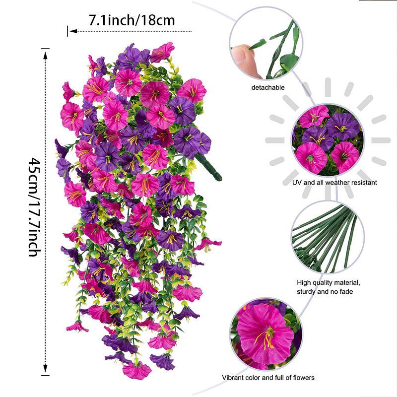 1 pcs Uv-resistant Artificial Morning Glory & Eucalyptus Hanging Decor – Perfect