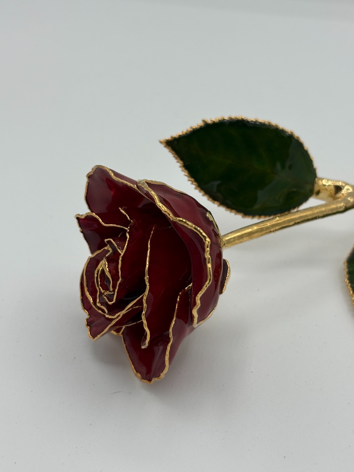 24k Gold Dipped Burgundy Rose Forever Flower Long Stem 10.5″