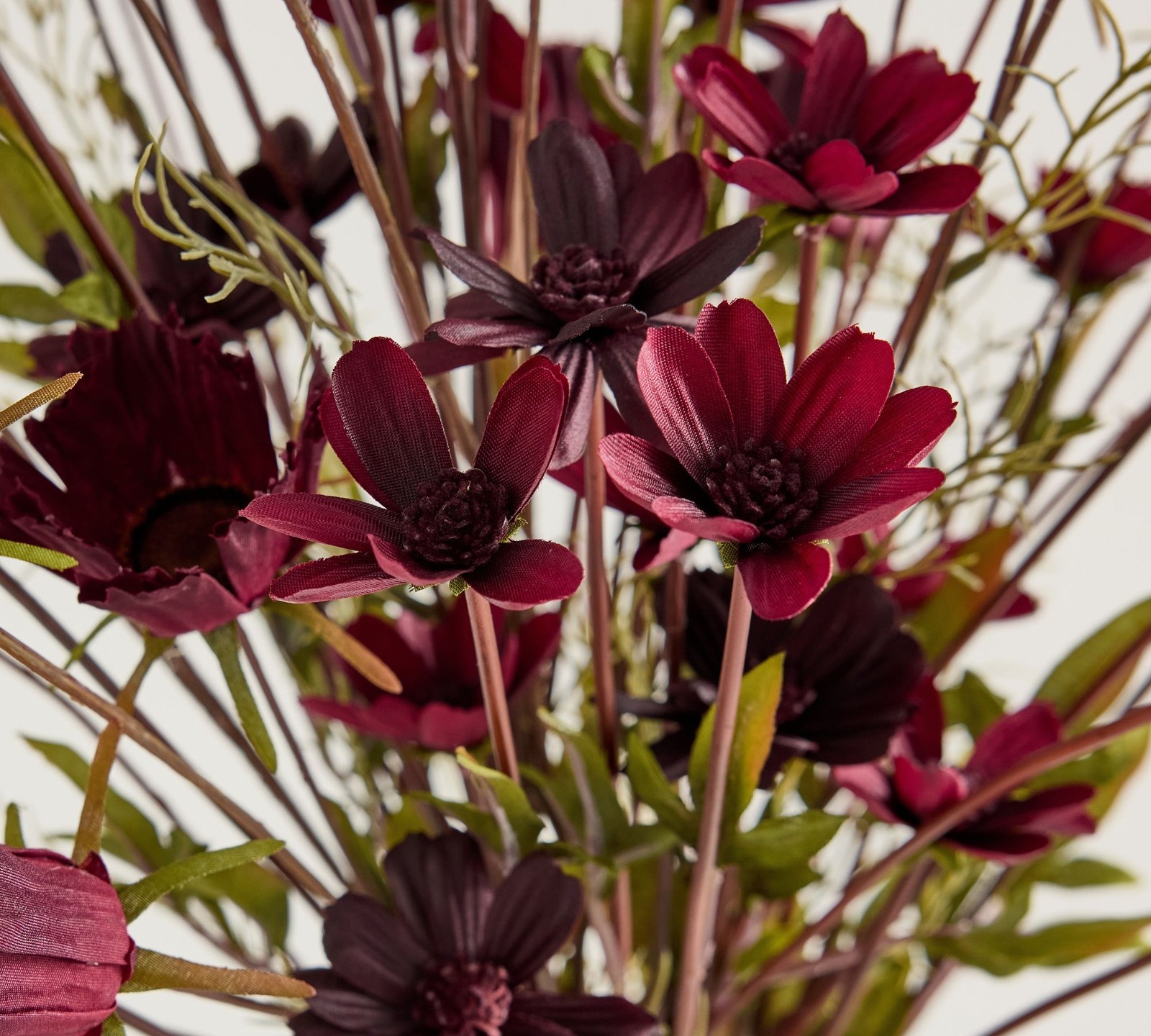 NEW Pottery Barn Faux Long Stem Red Burgundy Fall Floral Cosmos Bundle XL NWT