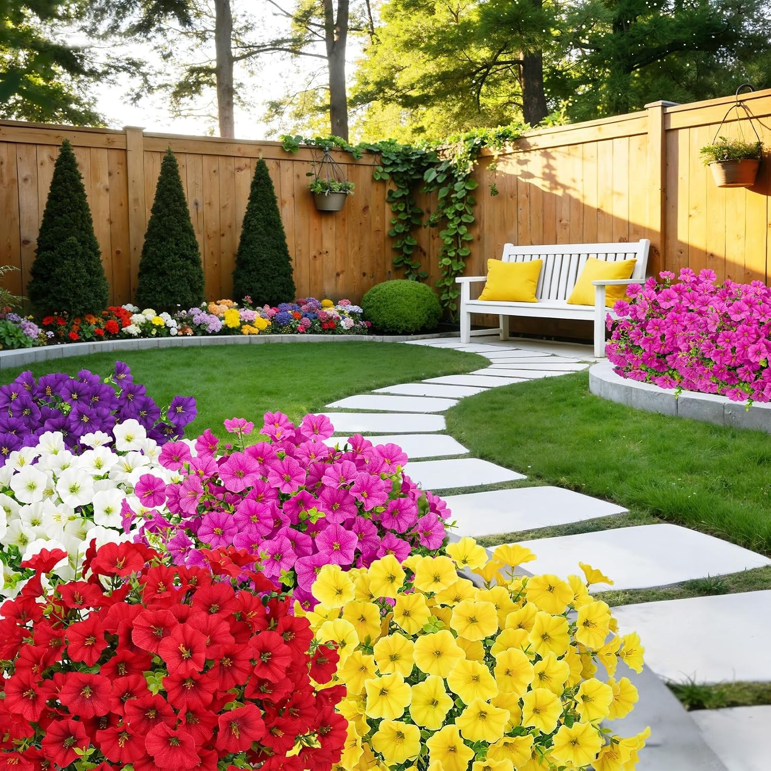20 Pcs Artificial Morning Glory Flowers for Outdoors, Multicolor | Realistic