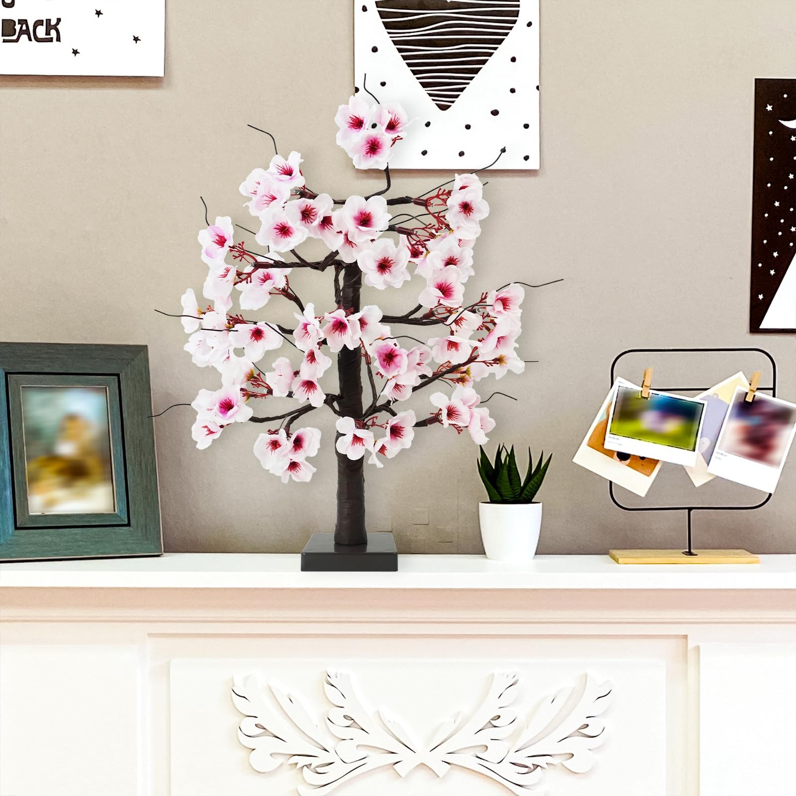 24IN Lighted Cherry Blossom Tree 24 Warm White LED Tabletop Artifical Bonsai …
