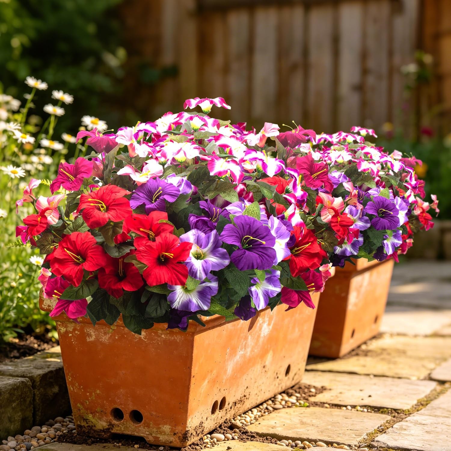 Vibrant UV Resistant Faux Petunias – Silk Flowers for Outdoor Decor, Maintenance