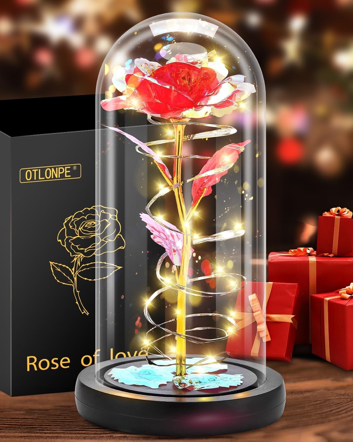 Enchanting Preserved Rose with LED Light – Ideal for Any Special Occasion