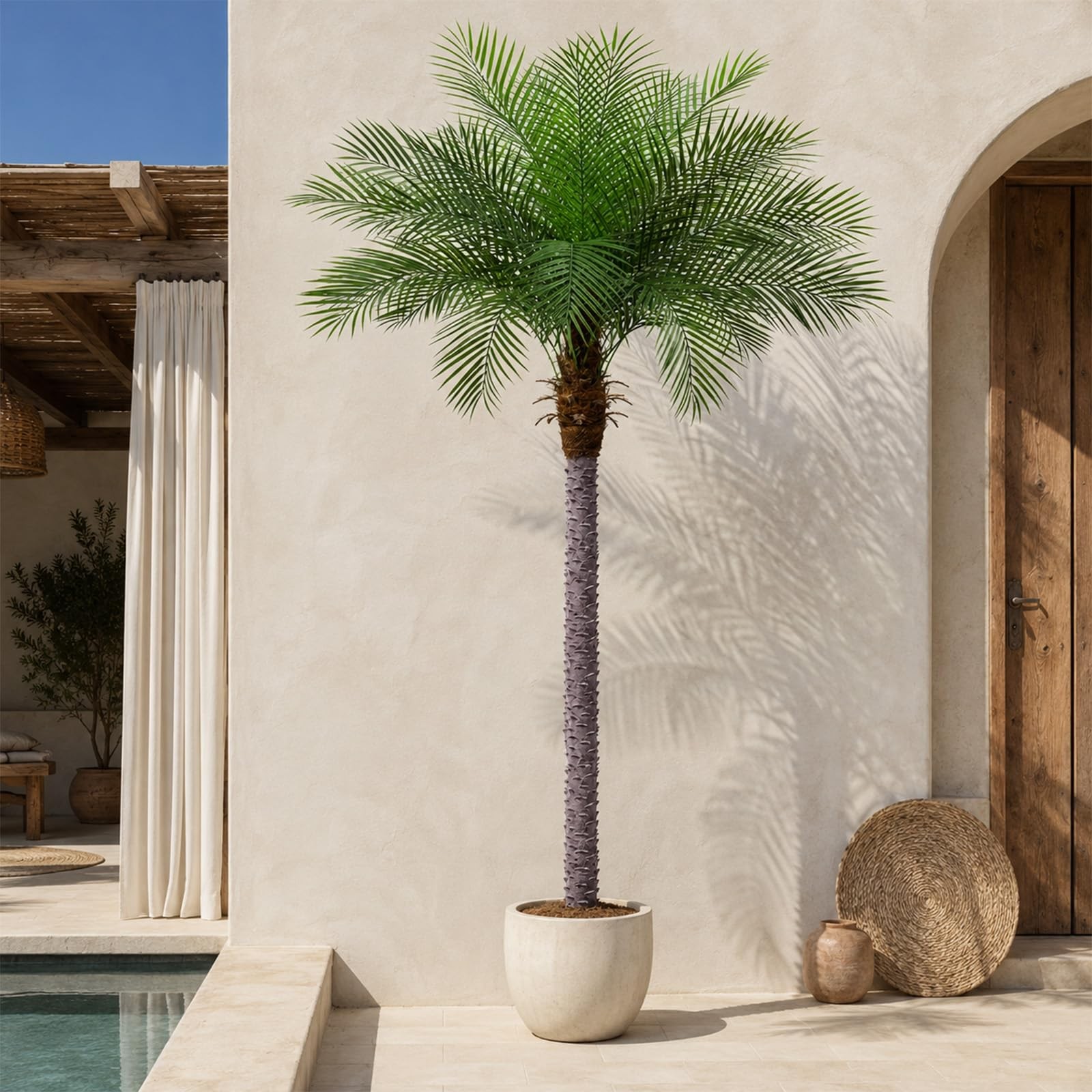 8ft Artificial Phoenix Palm Tree, Faux Coconut Silk Tropical Fake Palm Plant …