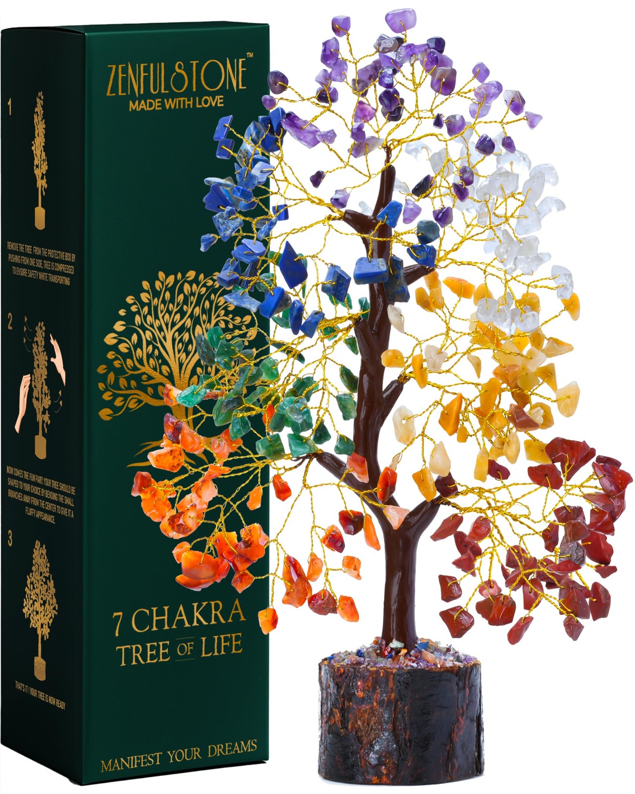 7 Chakra Tree of Life Crystal Tree – Gemstone Healing Tree for Positive Energ…