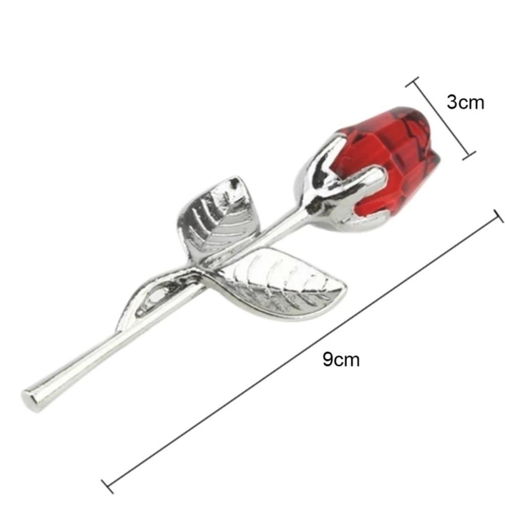 Valentines Day Gift Crystal Glass Rose Artificial Flower Silver Gold Rod Rose