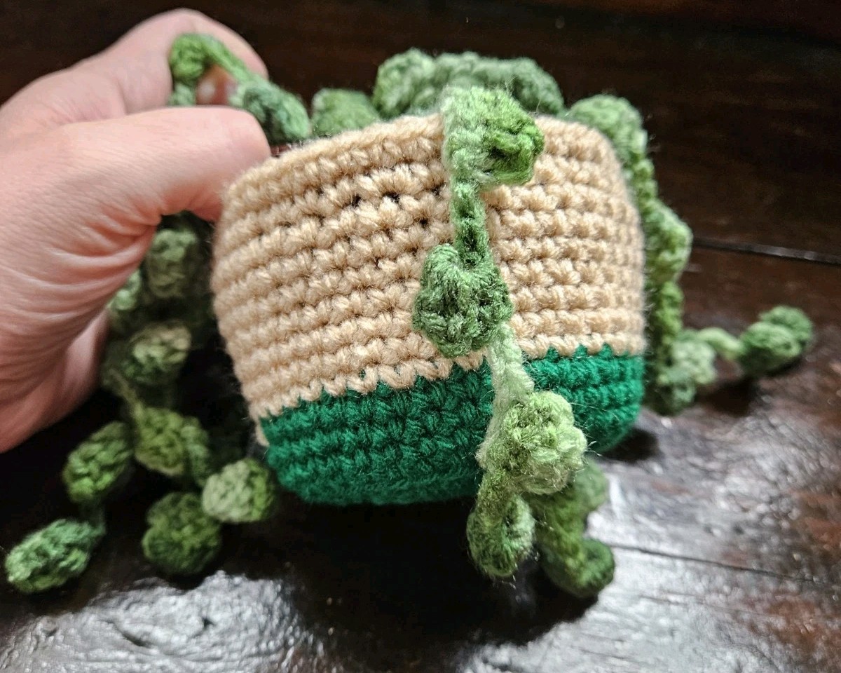 Crochet Home Office Plant Plushie String Of Pearls Succulent Handmade Art Gift