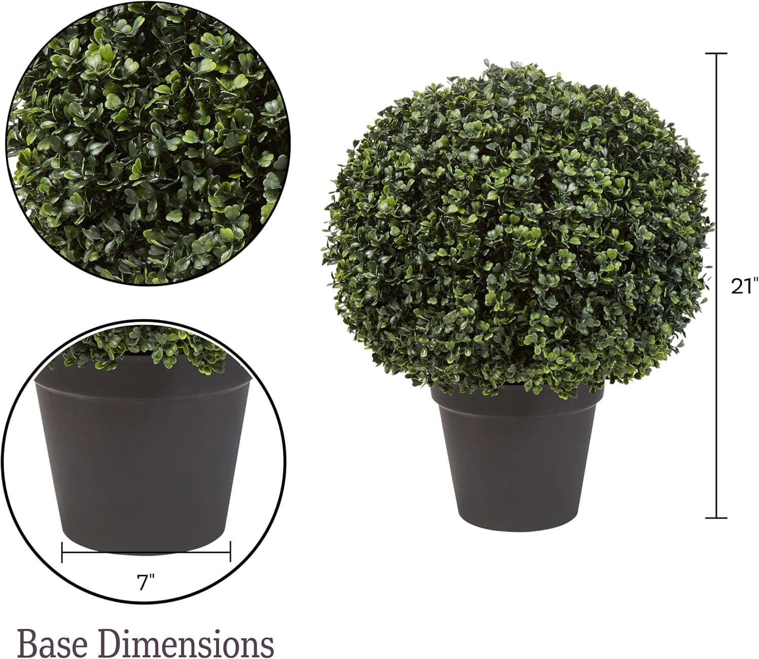 Artificial Boxwood Plant – 21-Inch Topiary Ball Faux Plant – Indoor or Outdoor U