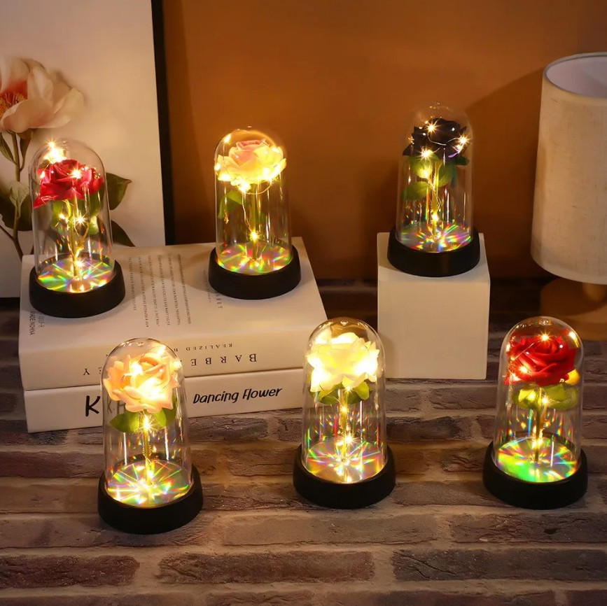 1pc Luminous Eternal Rose Flower LED Romantic Valentine Home Gift Decor – NEW