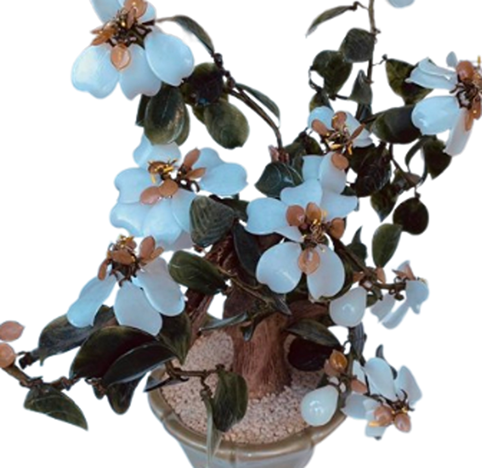 JADE FLOWER TREE-BONSAI TREE JADE STONE GLASS FLOWERS