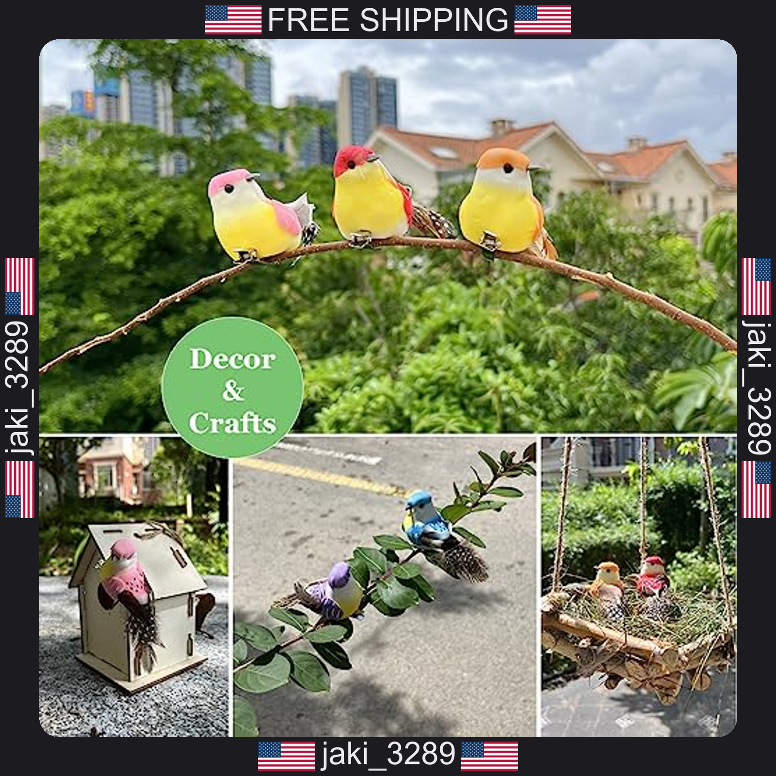 Lwingflyer 12pcs Small Feather Bird Clips for Spring Tree Wreaths Floral