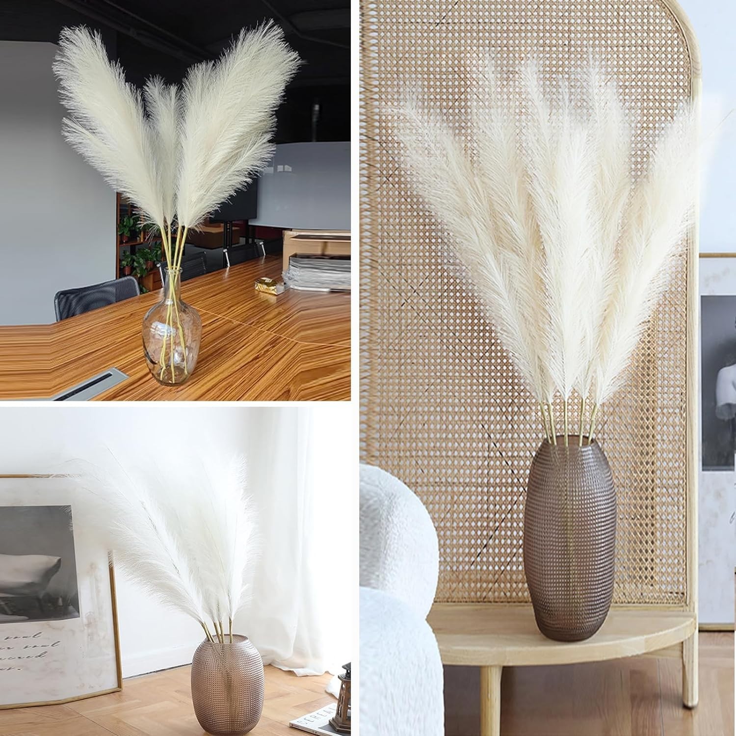 Stylish White Pampas Grass for Vase Decoration – 10 Stems