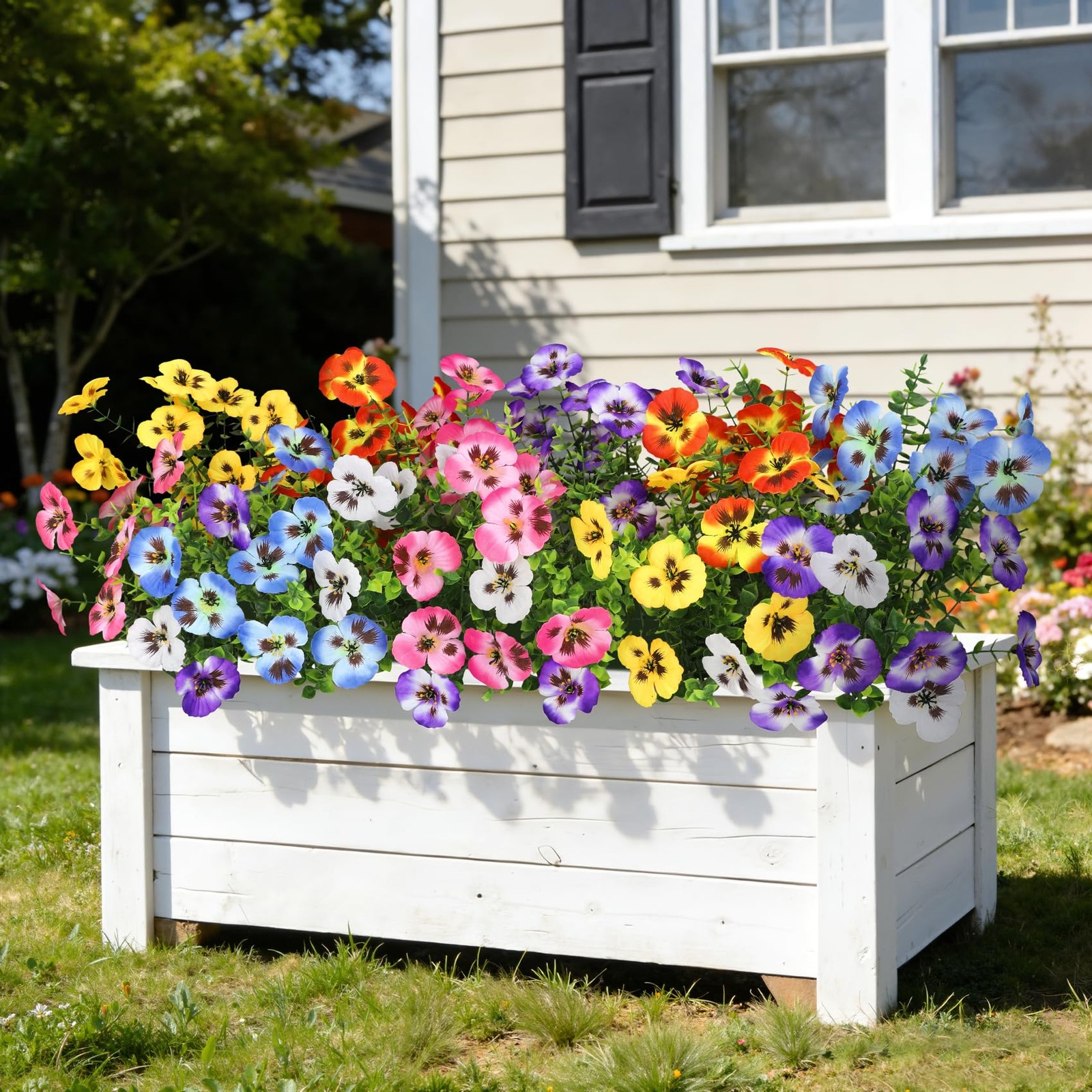 20 Bundles Artificial Pansy Flowers for Outdoors, Fake Silk Flowers