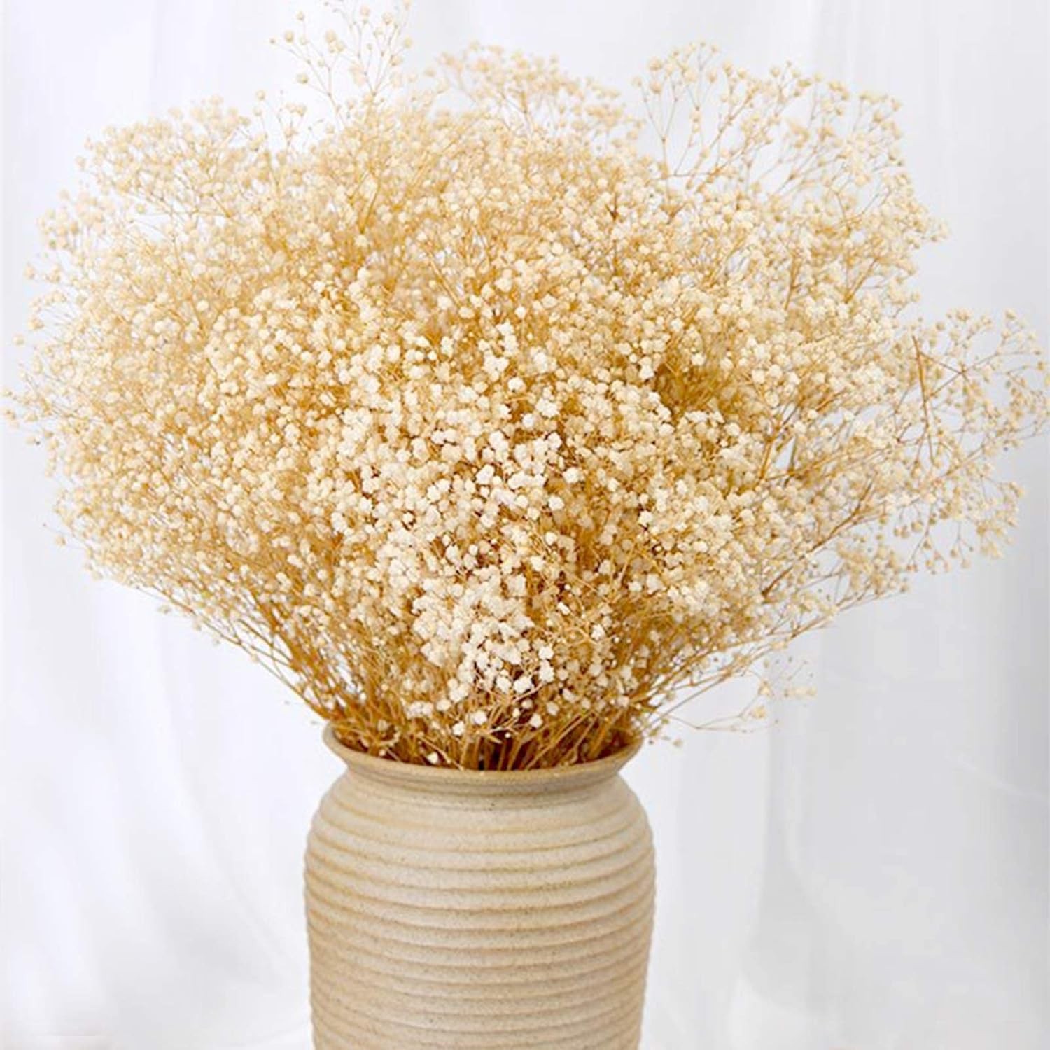 Dried Babys Breath Flowers Bouquet-17 Inch 2500+ Ivory White Dry Flowers,Natural