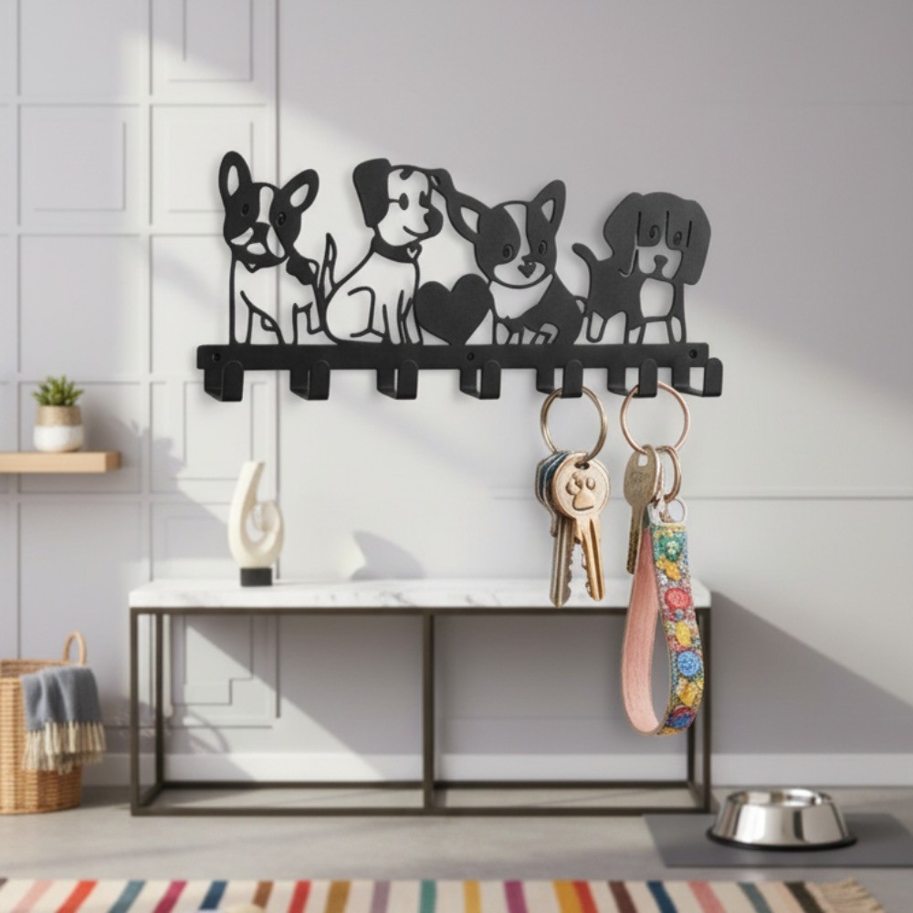 Cartoon Dogs Metal Wall Hook – Rustproof Modern Living Room Bedroom Decor 1PC