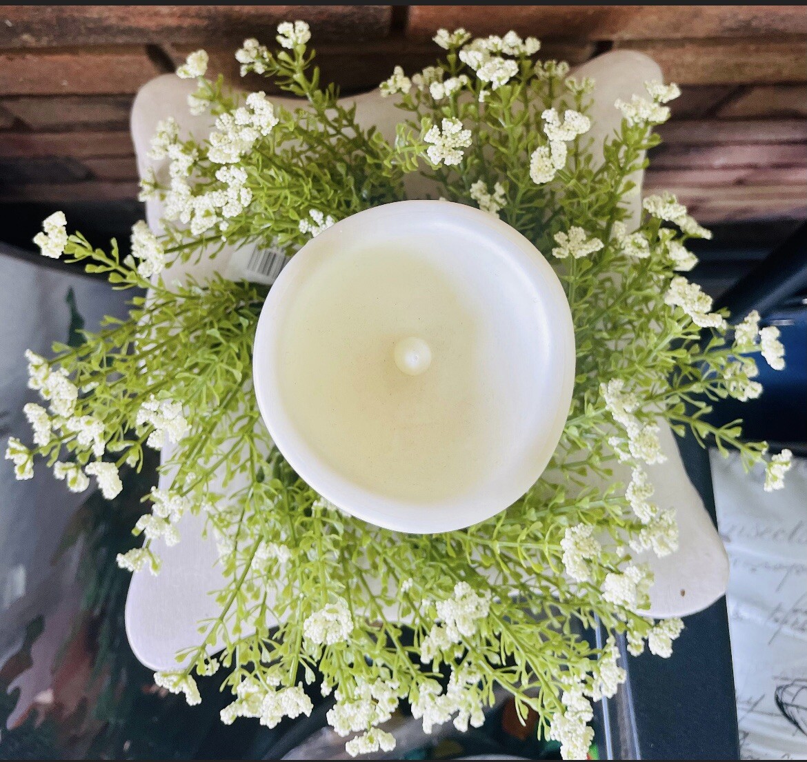 Astilbe Country Farmhouse Small Wreath Ring White Flowers NEW
