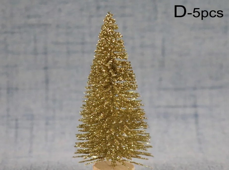 5Pcs Mini Christmas Trees Plastic Artificial Christmas Tree Ornament Winter Snow