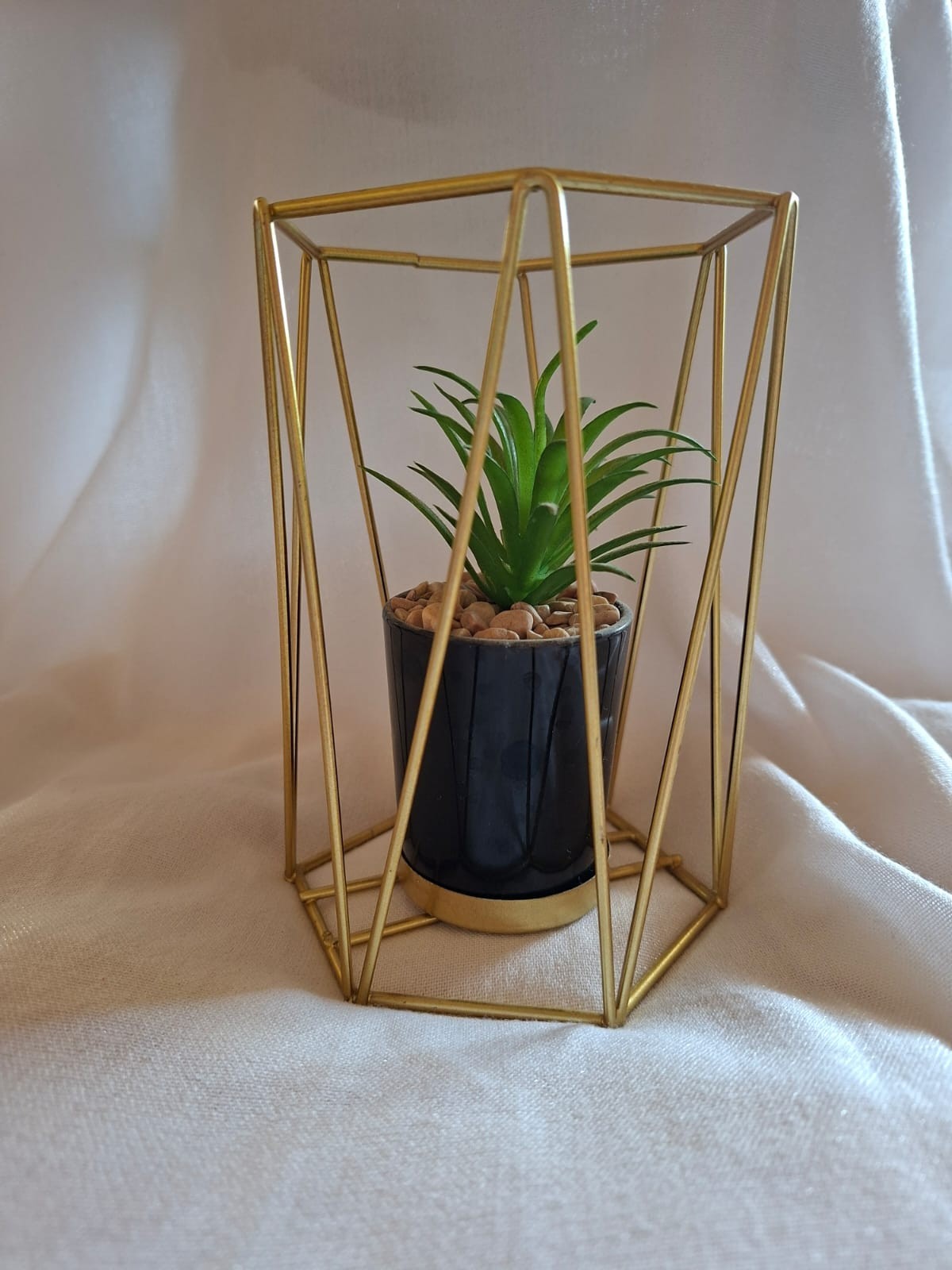 Minimalist Decor Artificial Plant Geometric Design Gold Frame Modern Accessory