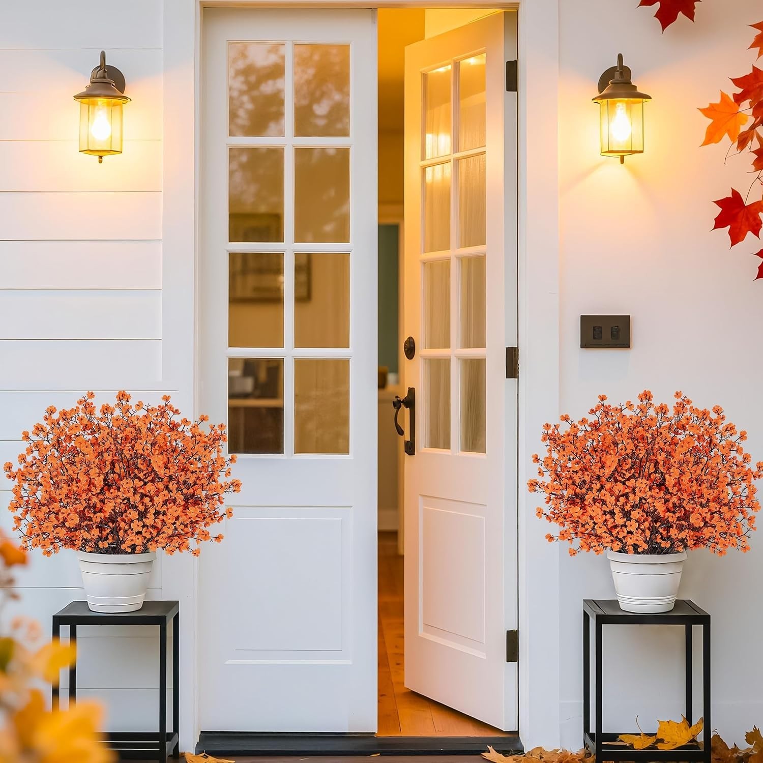 Lifelike 10 Pcs Artificial Flowers – Orange Baby Breath for Home Arrangements