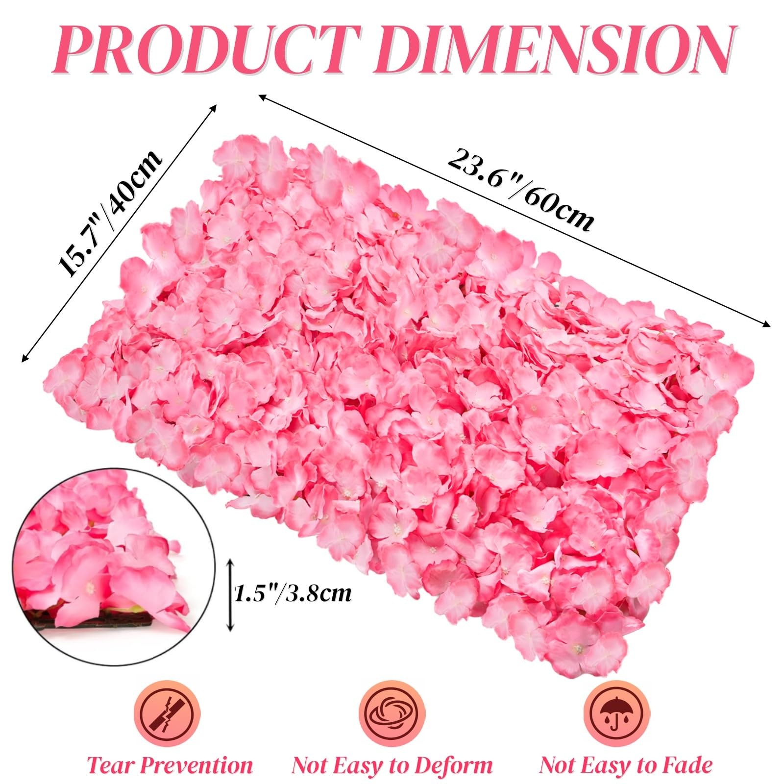 4 Pack 24″x16″ Flower Wall Panel Set, Artificial Flower Backdrop, 3D Silk Pin…