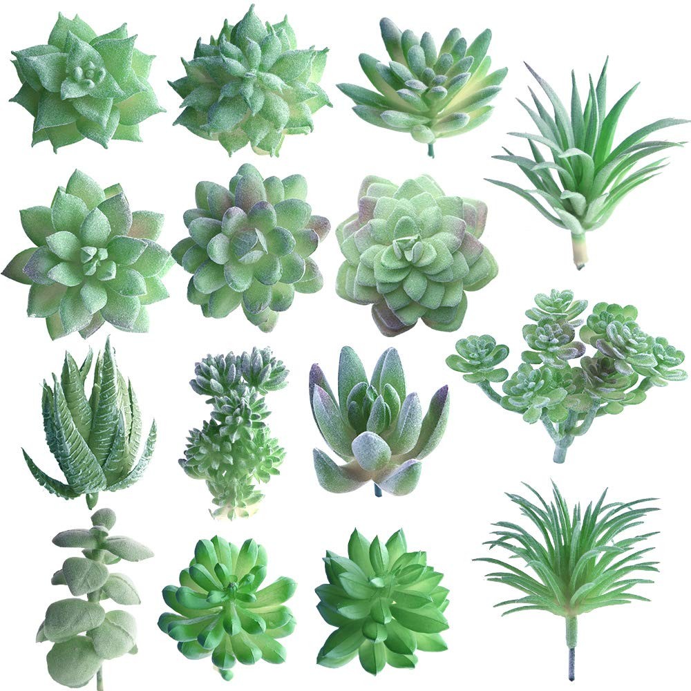 15 Pcs Artificial Succulent Plants Green Unpotted Faux Flower Succulents Mini…