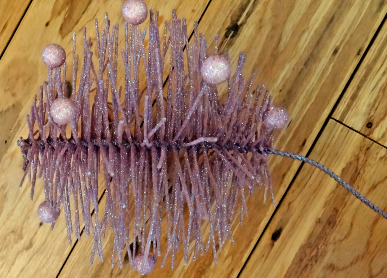 Set of 5 Pastel Bristle Brush Floral Picks 19” Iridescent Glitter Spring Decor