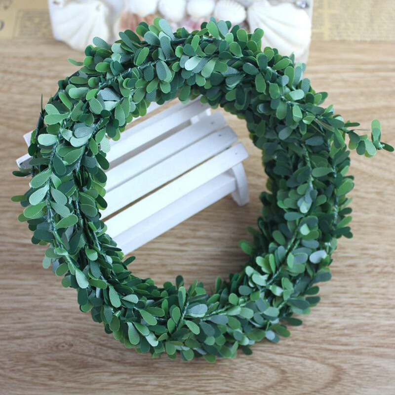 7.5m Garland Green Leaf Wire Vine Rattan Artificial Flower for DIY Wreath Crafts