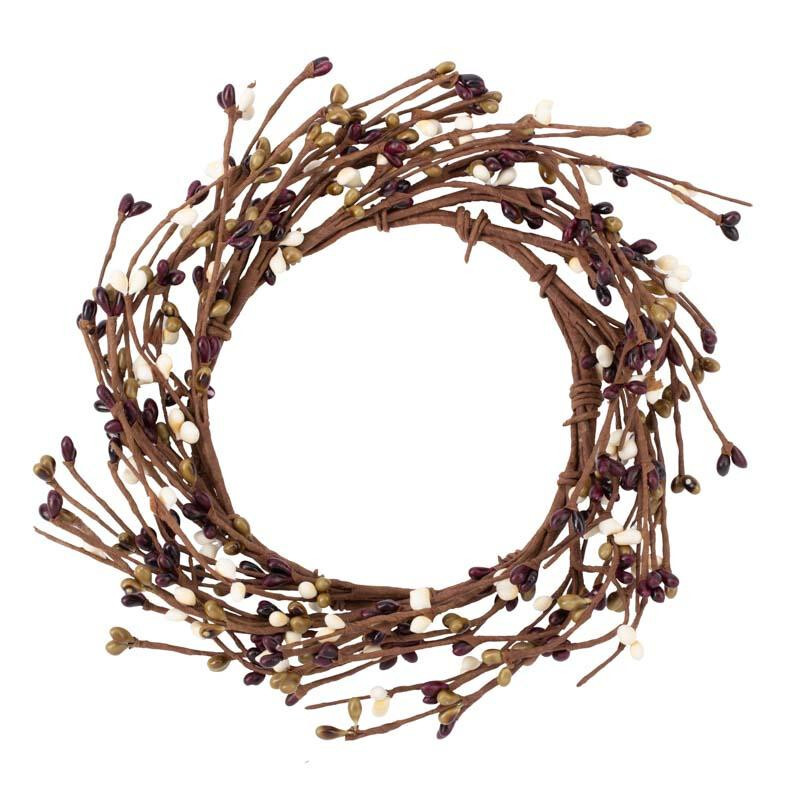 Set of 4 Burgundy, Cream and Green 7″ Rings / Small Wreaths