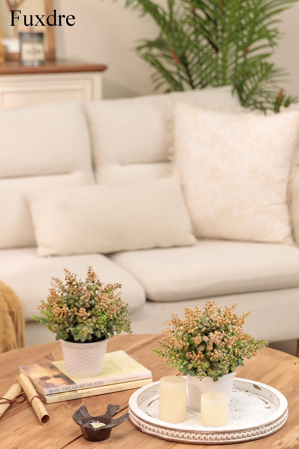 Autumn Yellow Fake Potted Plants – 2Pcs Small Decor for Home & Office