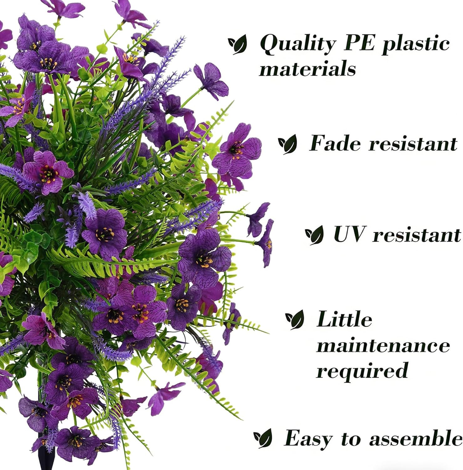 2PACK Artificial Topiary Ball Flowers Boxwood Lavender Plants with Spike,Outdoor
