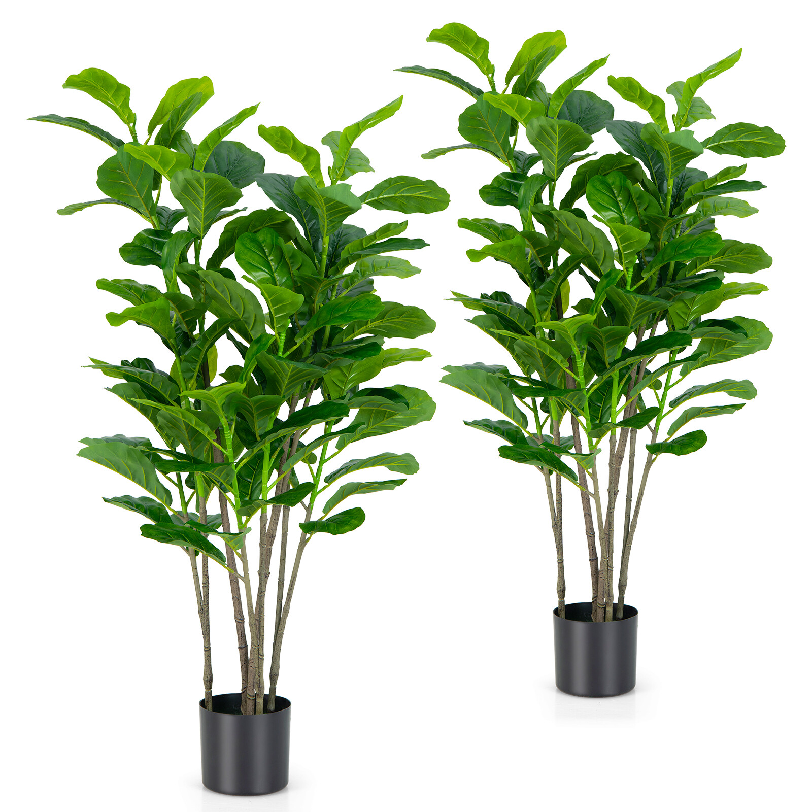 2-Pack 51″ Artificial Fiddle Leaf Fig Tree Home Office Greenery Plant Decoration