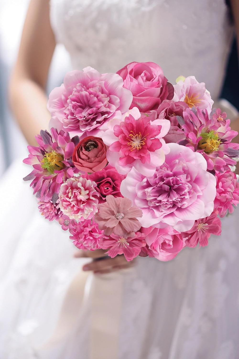 Artificial Flowers Heads Combo Rose Red Flowers Mix Silk Flowers Heads Pink Bulk