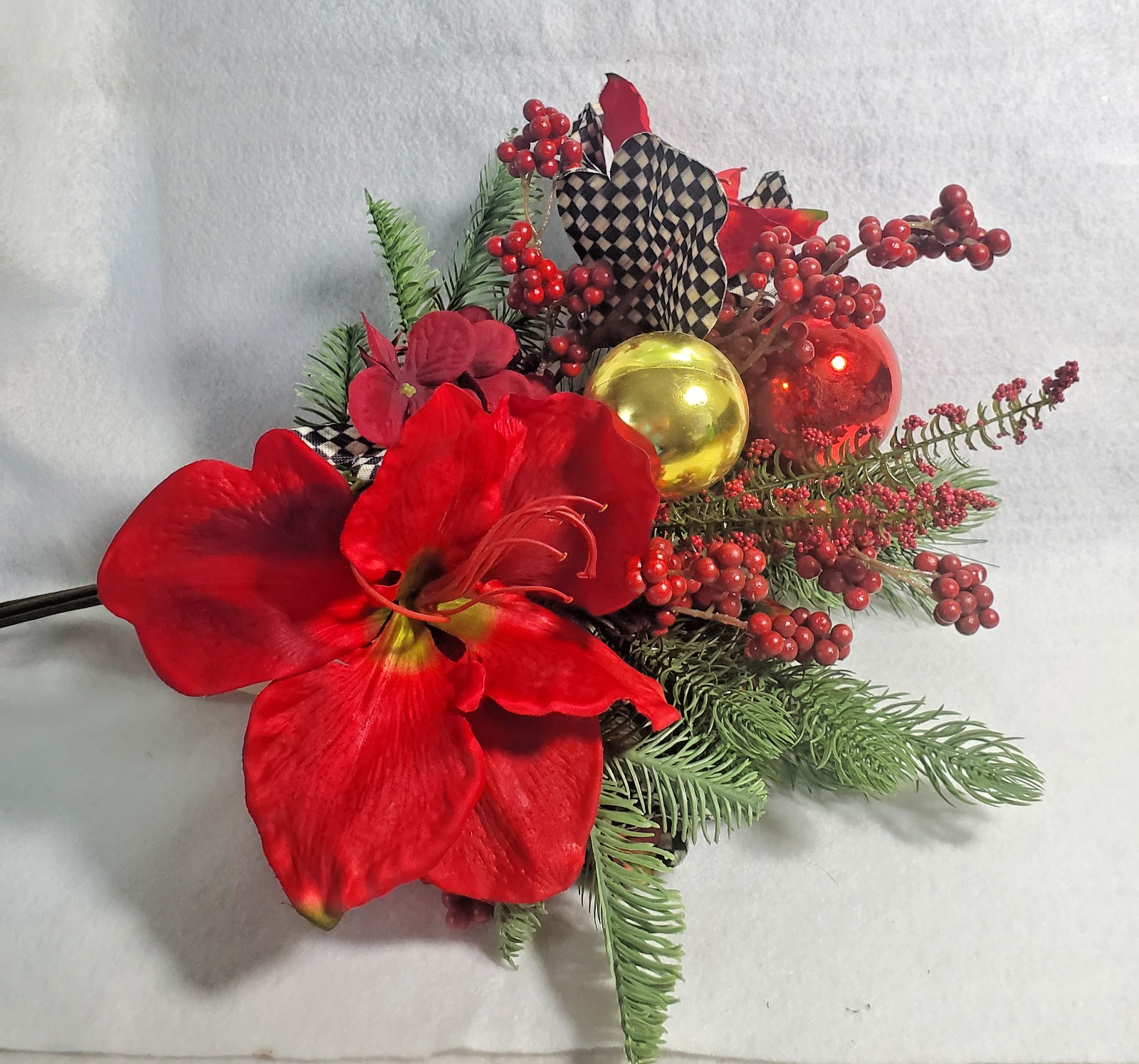 Mackenzie Childs Amaryllis large 6 stem Bouquet courtly flowers 24″ NEW w/ tags