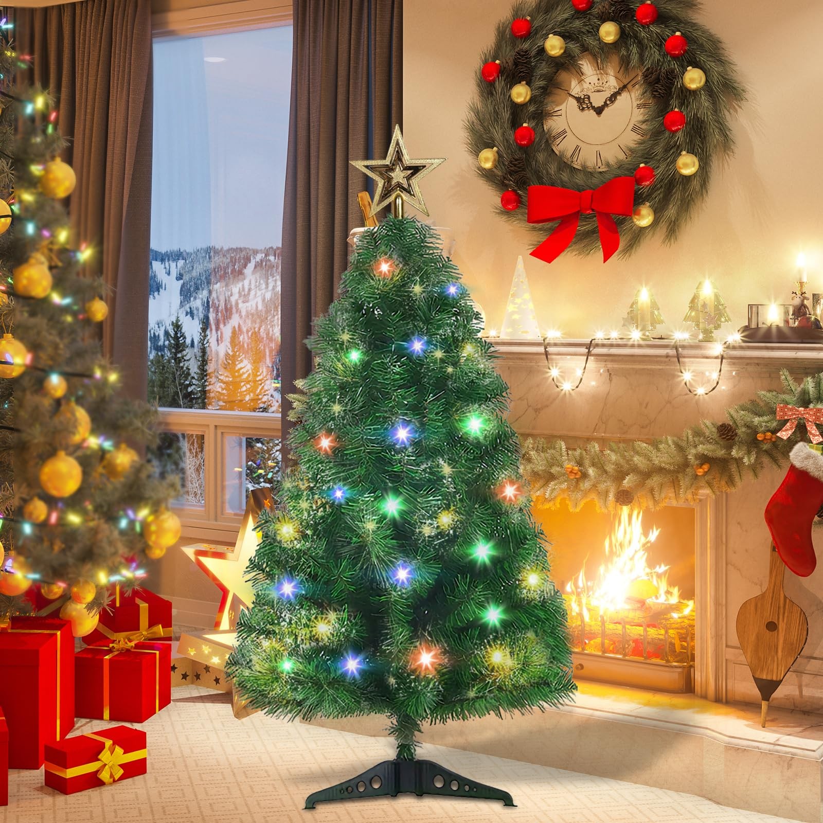 3ft Artificial Christmas Tree, Tabletop Xmas Tree for Holiday Decor 140 Branc…